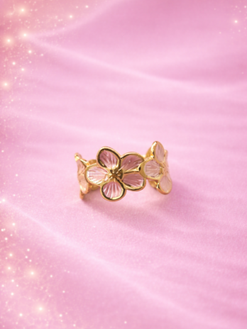 Bague Ulysse dorée fleurs nacrées