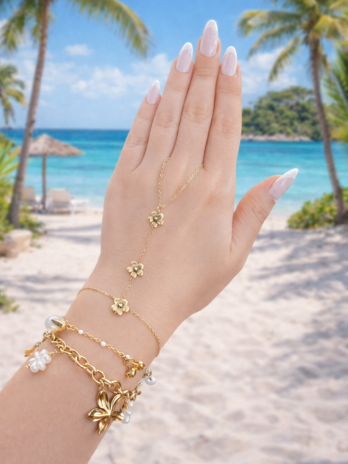 bracelet bague fleur