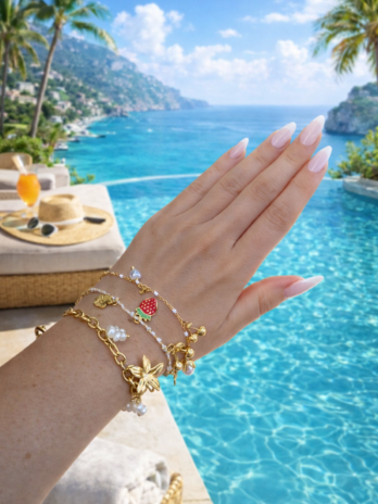 Bracelet Charm Fraise & Cerise – Cordon