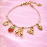 Bracelet Charm Fraise & Cerise – Cordon