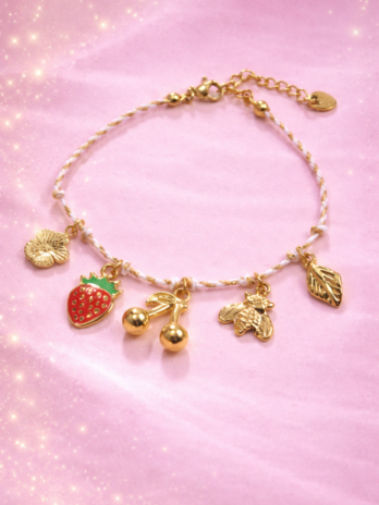Bracelet Charm Fraise & Cerise – Cordon