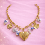 Collier Âme Bohème avec charms en porcelaine bleu