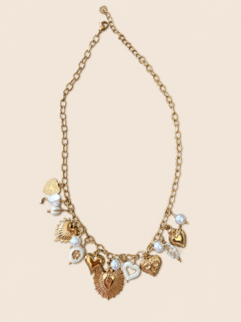 Collier Romantica avec charms beige