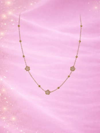 Collier 3 fleurs zircon – Collier fin femme élégant minimaliste