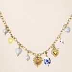 Collier LALY en Porcelaine Bleue coeur
