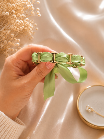 Bracelet JOY jonc avec foulard - Vert