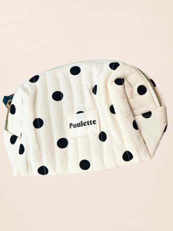 Trousse de toilette à pois en coton – Rangement Bijoux & Accessoires de Voyage 10*11*21 CM