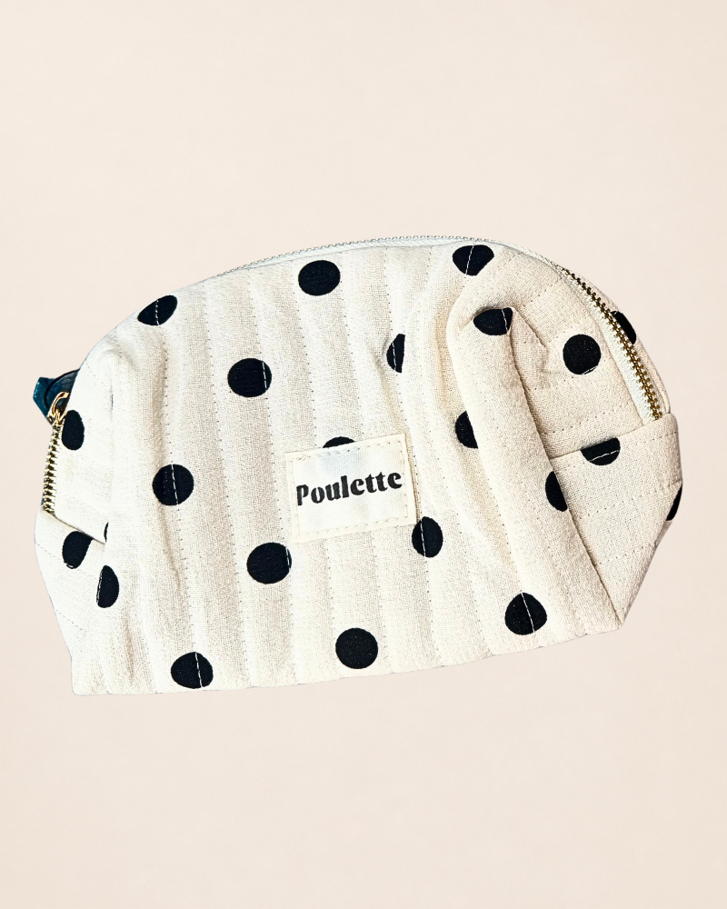 Trousse de toilette à pois en coton – Rangement Bijoux & Accessoires de Voyage 10*11*21 CM – Image 2