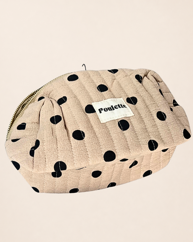 Trousse de toilette à pois en coton – Rangement Bijoux & Accessoires de Voyage 10*11*21 CM – Image 3