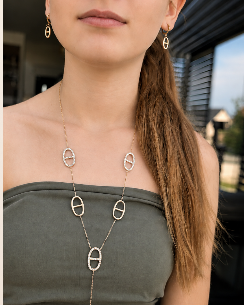 BOUCLE D'OREILLE JULIE Maille Marine