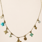 Collier NAYA Fleur Turquoise & Breloques Dorées