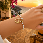 Bracelet ZOE avec Perles Nacrées et Maille Marine