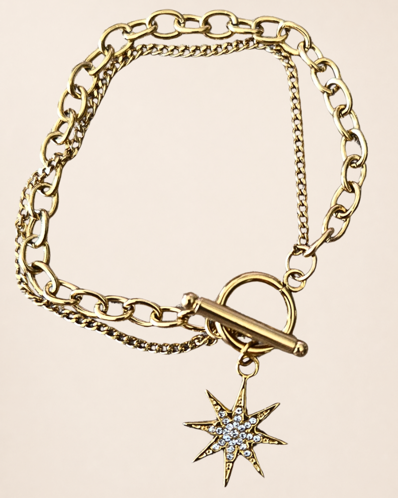 Bracelet MEJHANE Double Chaîne Étoile Scintillante – Image 2