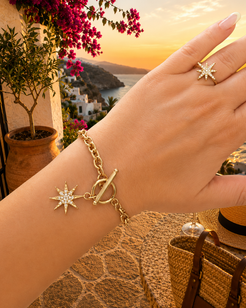 Bracelet MEJHANE Double Chaîne Étoile Scintillante