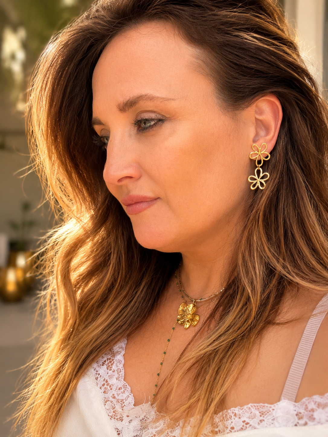 BOUCLE D'OREILLE ISA double fleurs