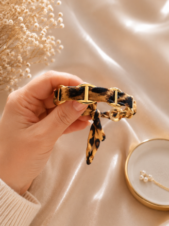 BRACELET Maille Marine FOULARD LEOPARD - or