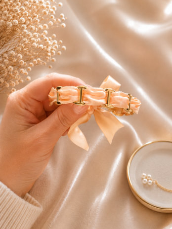 Bracelet JOY jonc avec foulard - Saumon