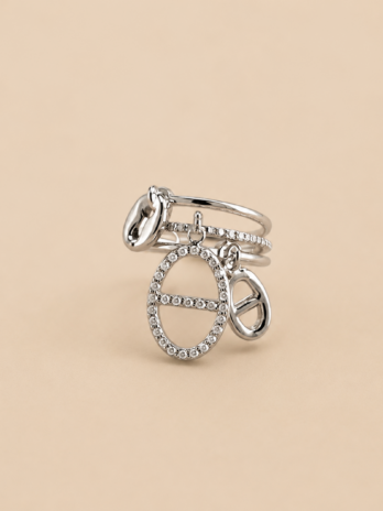 Bague Solène maille marine breloque