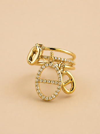 Bague Solène maille marine breloque