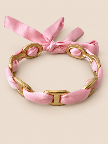 Bracelet JOY jonc avec foulard - Rose
