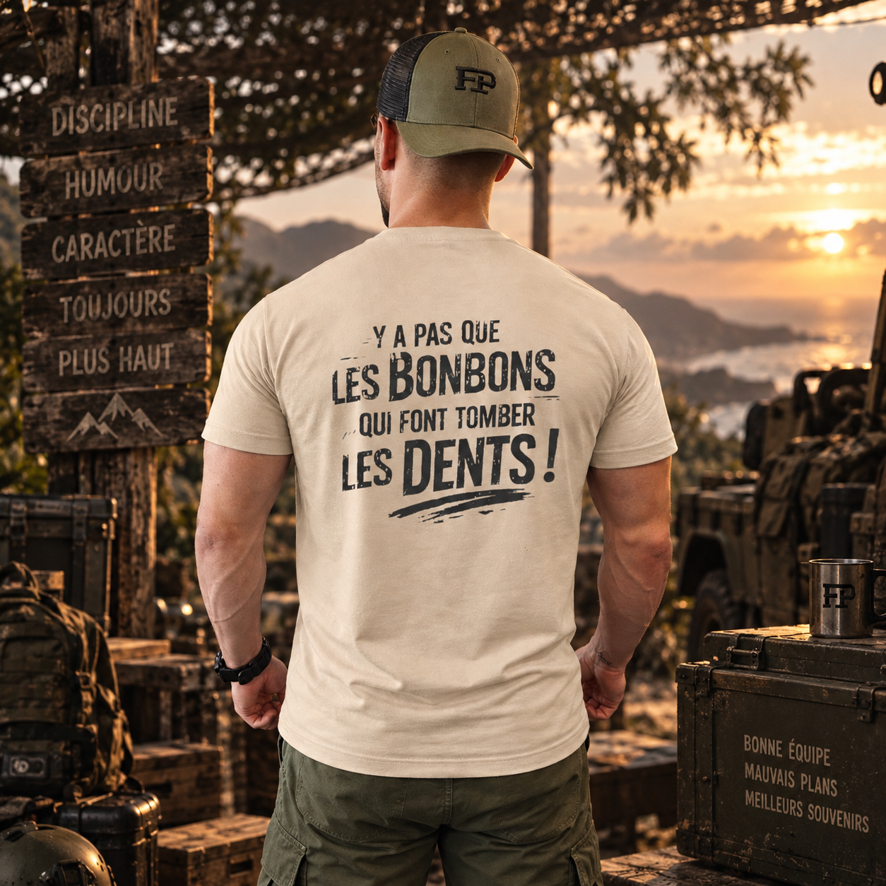 T-shirt humour –"Y A PAS QUE LES BONBONS QUI FONT TOMBER LES DENTS"