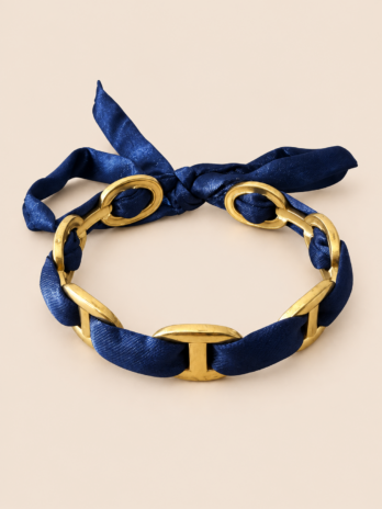 Bracelet JOY jonc avec foulard - Bleu