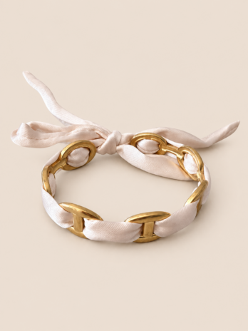 Bracelet JOY jonc avec foulard - Beige