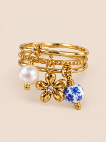 Bague breloque porcelaine