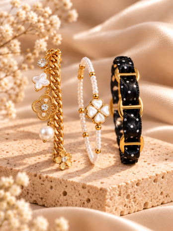 🖤 Composition Pois & Perles – 3 bracelets, 10 € d’économie ✨