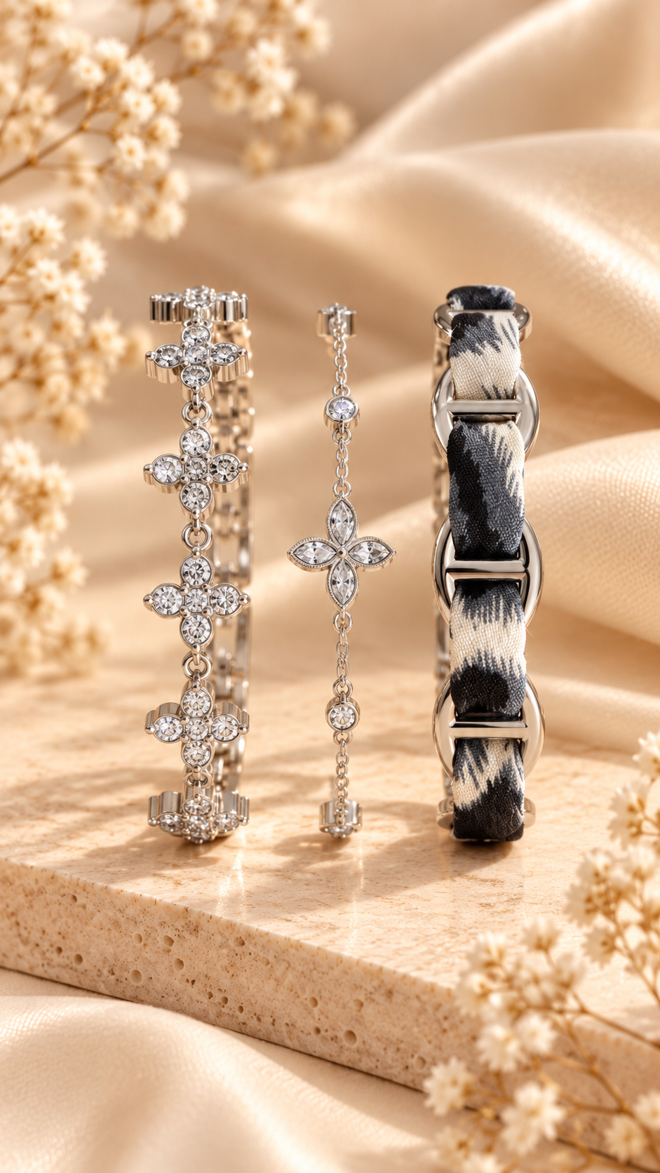 🖤 Composition Léopard Argenté – 3 bracelets, 10 € d'économie ✨