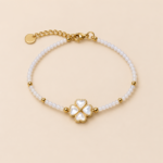 🍀 Bracelet Porte-Bonheur – Trèfle Nacré